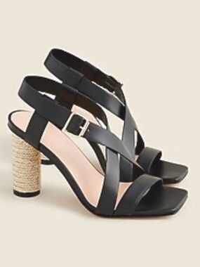 J.Crew Rounded Rope Heels Sandals In Leather